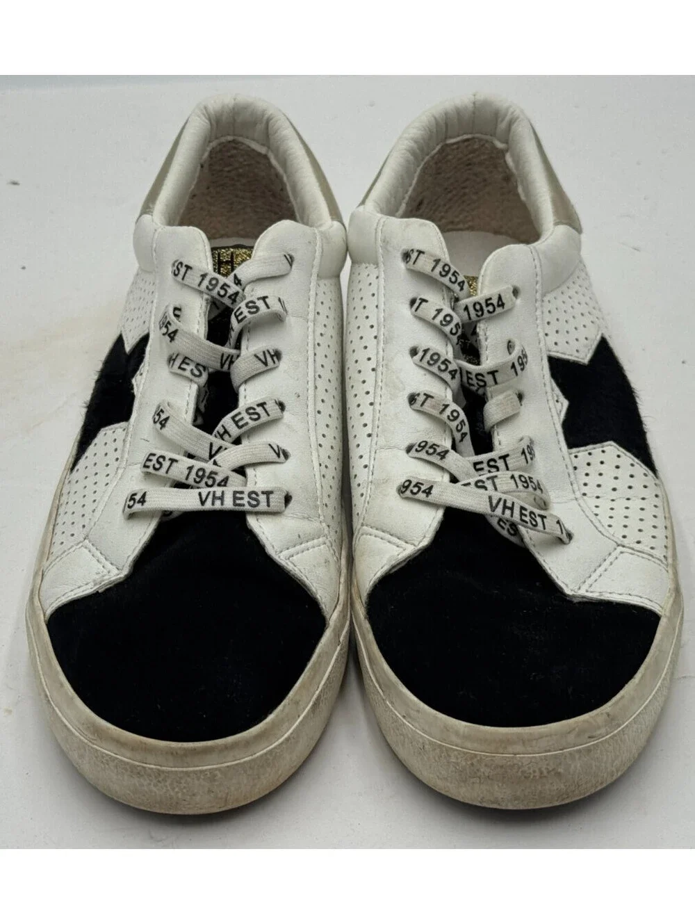Vintage Havana Gadol Women's Sneakers 7.5 White Black Leather Perforated Shoes